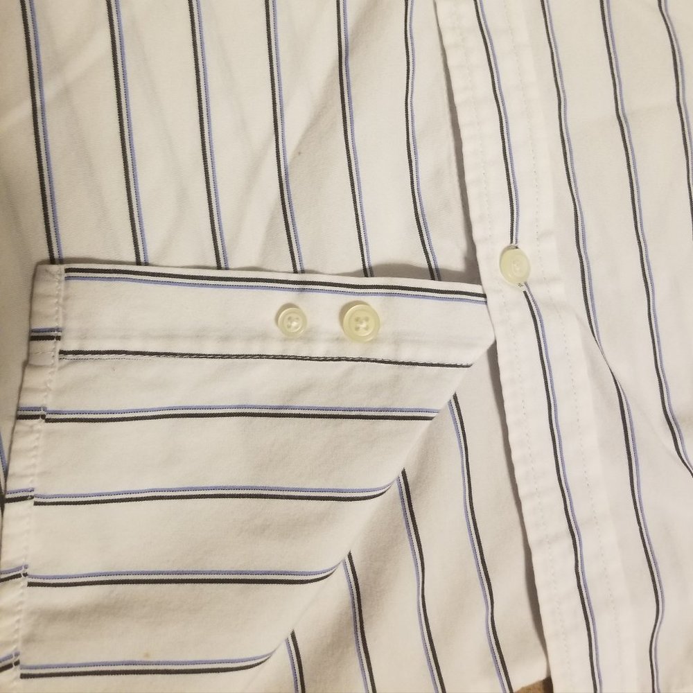 White with blue stripes Croft & Barrow men's XXL shirt - Picture 2 of 5